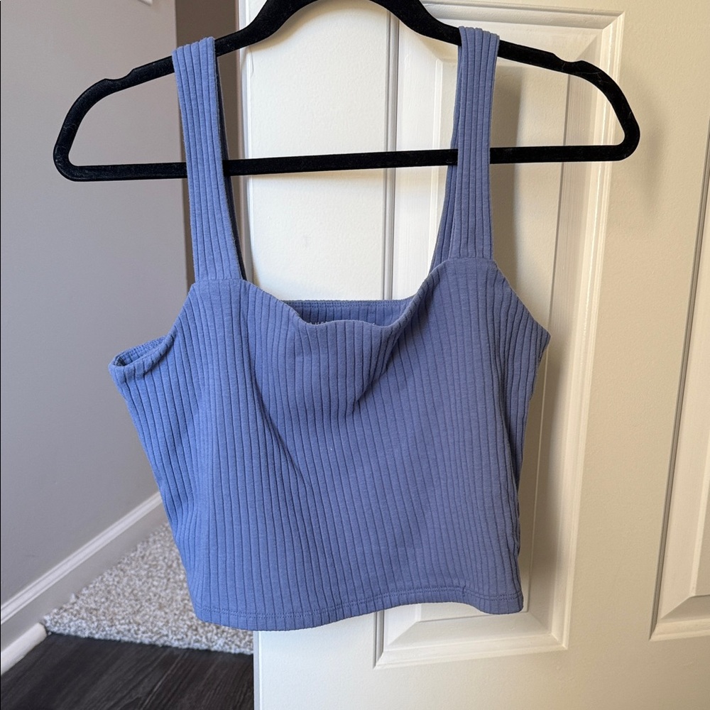 American Eagle Outfitters Ribbed Blue Crop Top